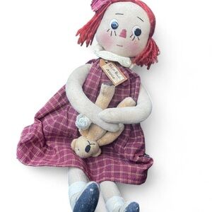 Pearson’s Simply Primitives RARE Boo Boo Raggedy Anne and Teddy Bear Folk Doll